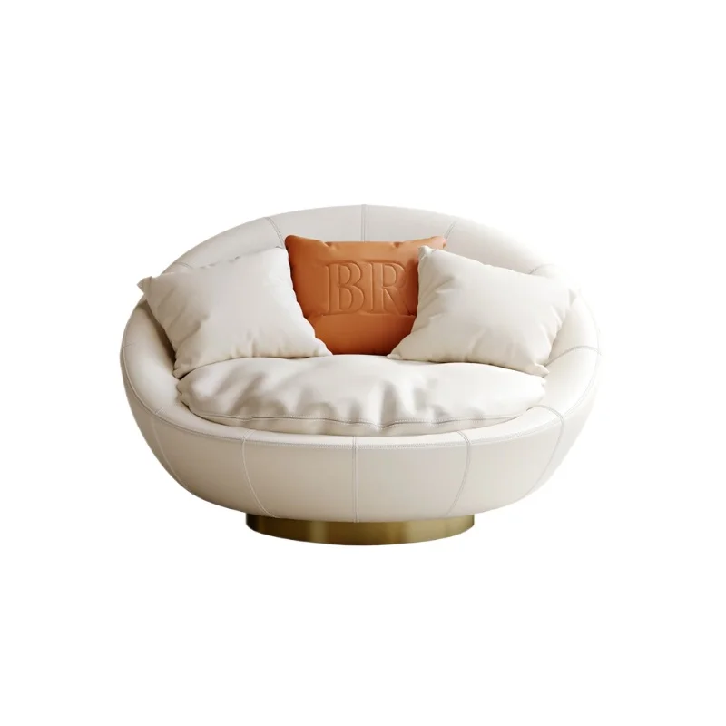 

Single sofa, high-end leather rotating sofa chair, Italian light luxury high-end