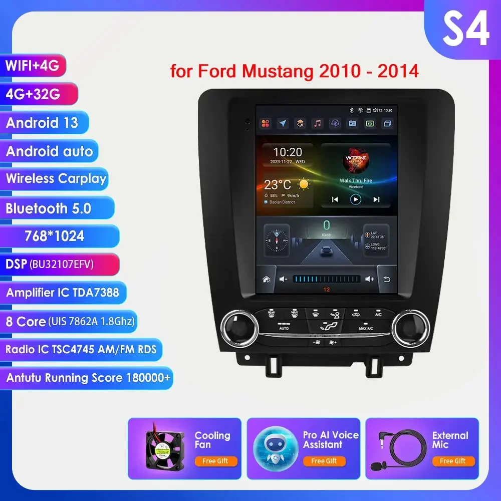 Hizpo Android voor Ford Mustang V S-197 2010-2014 Radio Stereo Scherm Multimedia Carplay Auto Speler GPS navigatie