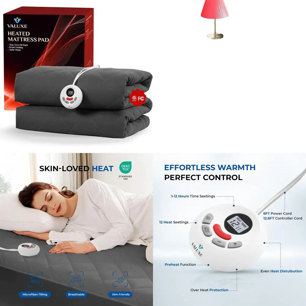 

Twin XL Quilted Electric Mattress Pad with 10 Heat Settings, Auto Shut Off, and Deep Pockets - Gray