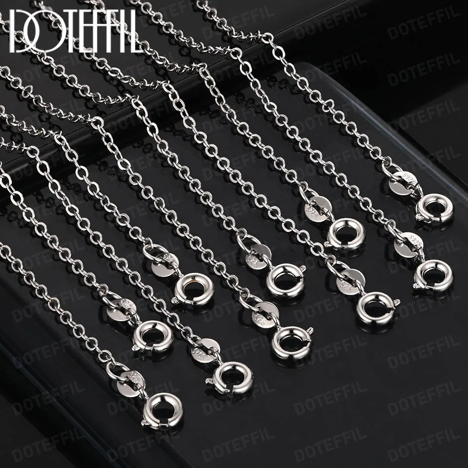 

DOTEFFIL Classic Basic Chain Solid 925 Sterling Silver O-Shaped Necklace Twisted Snake Bar Singapore Box Chain Square Links 45CM