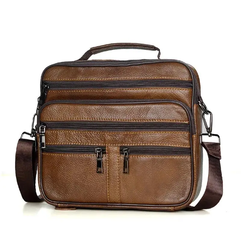 Neuankömmling Männer Umhängetasche Herren Echt leder Umhängetasche Junge Kaffee mittelgroße Handtaschen Tasche natürliche Haut Männer Aktentasche – Detail 19