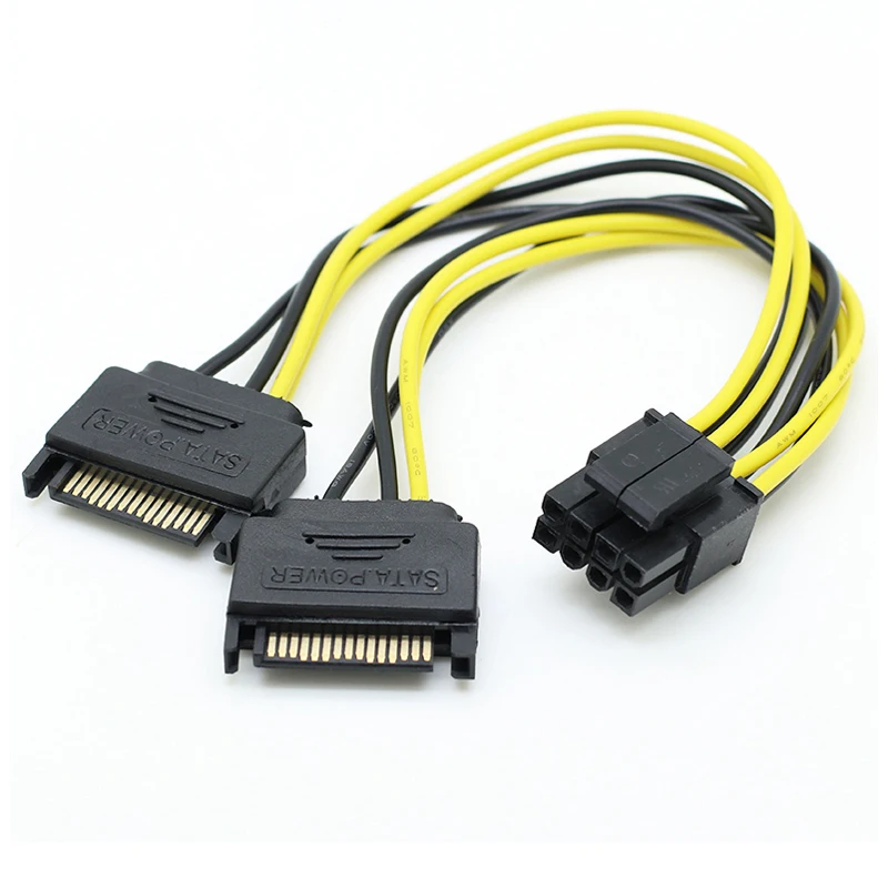 Adaptateur d'Alimentation pour Carte Graphique Touristique, Câble de 20cm, 15 à 8 Broches, PCIE SATA, pour Minage de Bitcoin