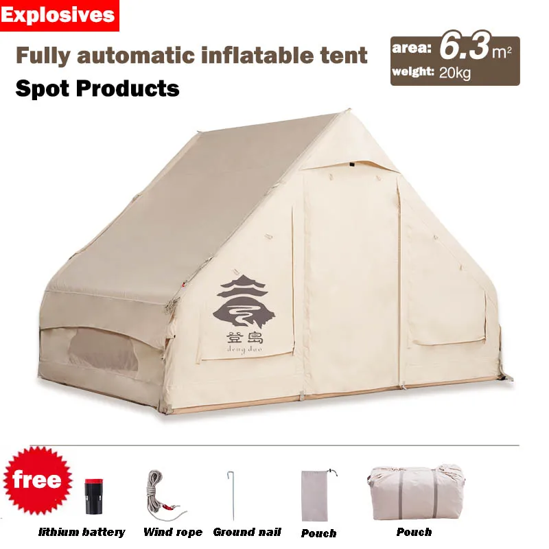 Automatic Winter Air Inflatable Cabin House Camping Tent Thickened Glamping Cube Canvas Tents For Events Outdoor Inflatable Tent