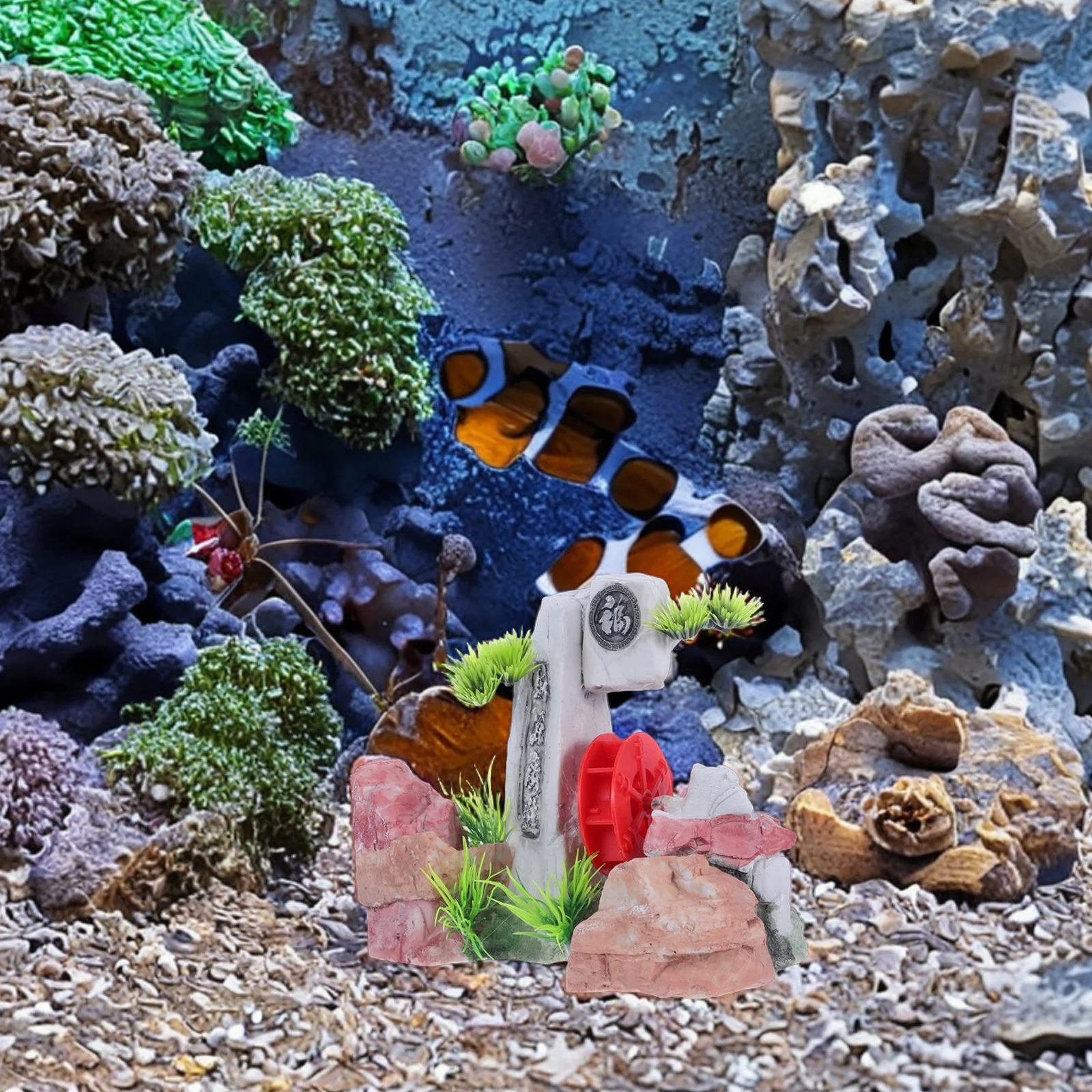 

Small Waterwheel Feng Shui Accessory for Fish Tank Aquarium Rockery Aesthetic Decor
