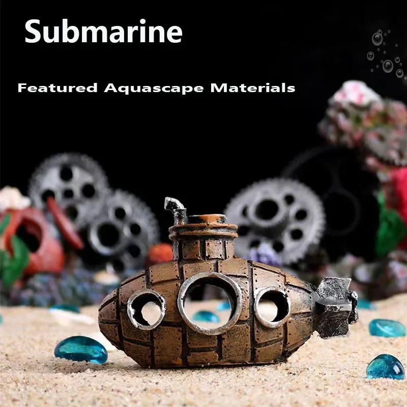 Aquarium Decoration Vintage Old Submarine Fish Tank Decoration Fish Shrimp Hideout Fish Tank Features Aquascape