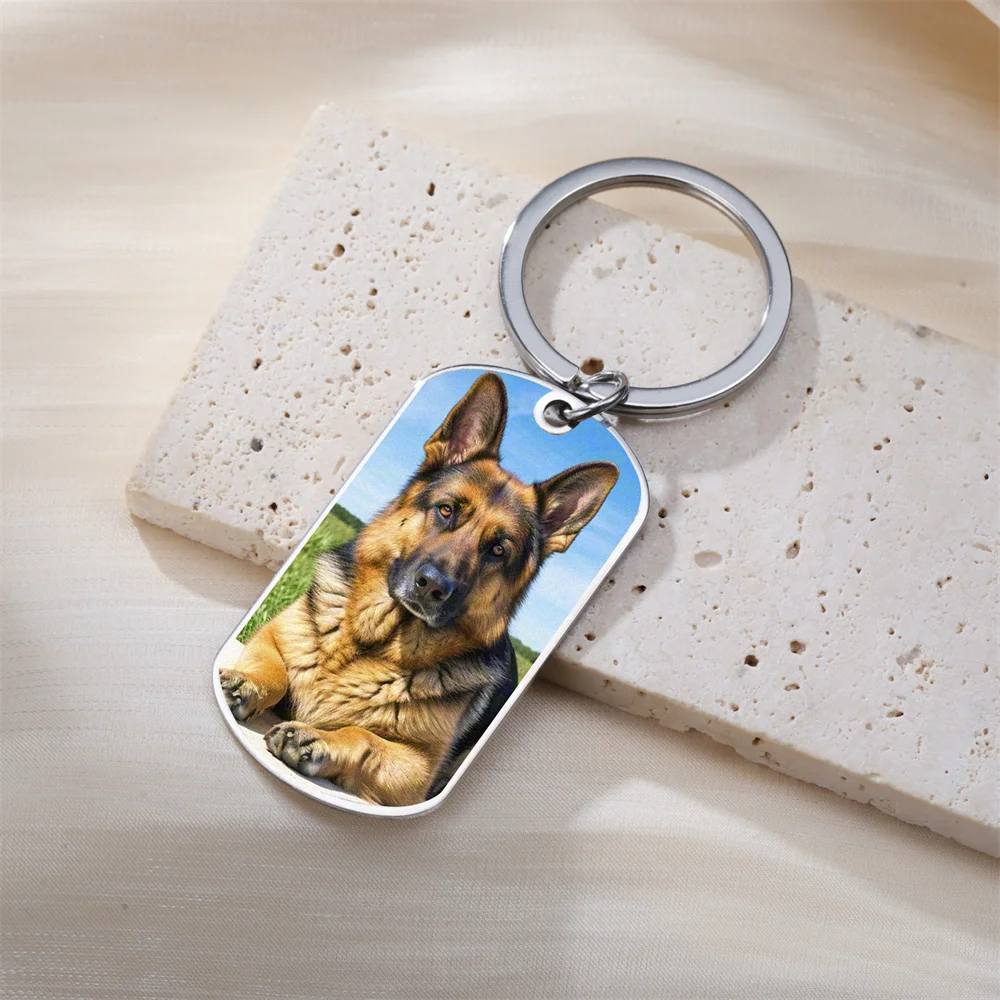 Benutzerdefinierter Foto-Schlüsselanhänger aus Edelstahl, rechteckig, Herzform, personalisiertes Bild, Schlüsselanhänger, Schmuck, Valentinstagsgeschenk – Detail 15