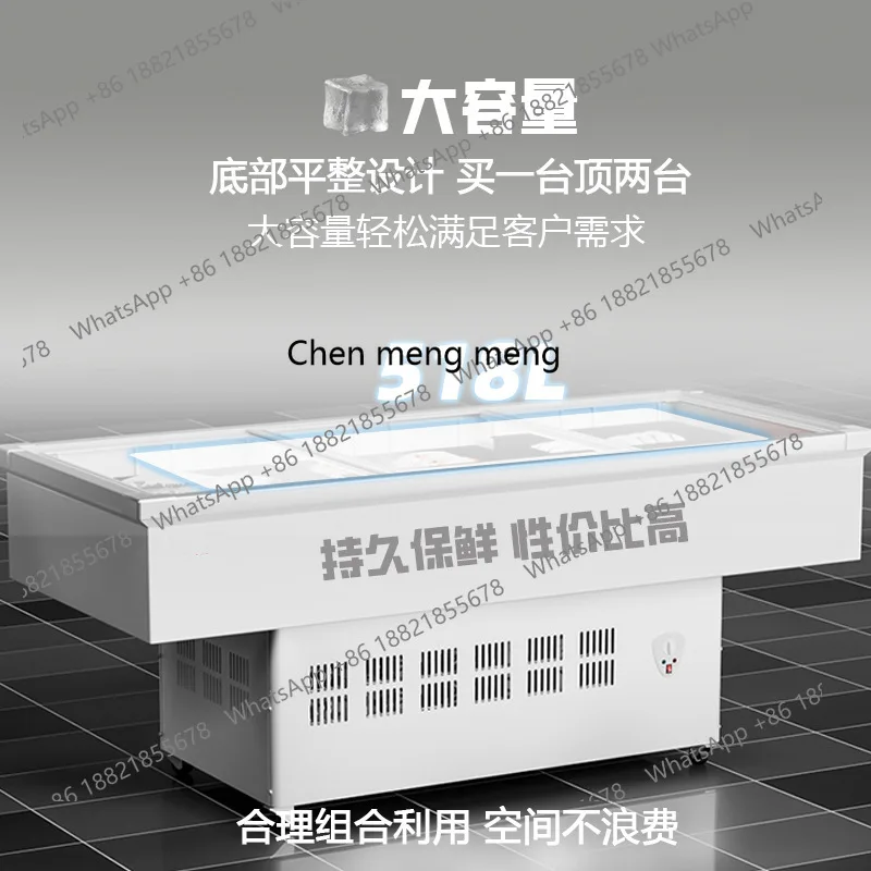 Horizontaler, gekühlter und gefrorener Vitrine, Grillspieße, Schrank für Meeresfrüchte, Stall, Kühlschrank, Frischhalteschrank