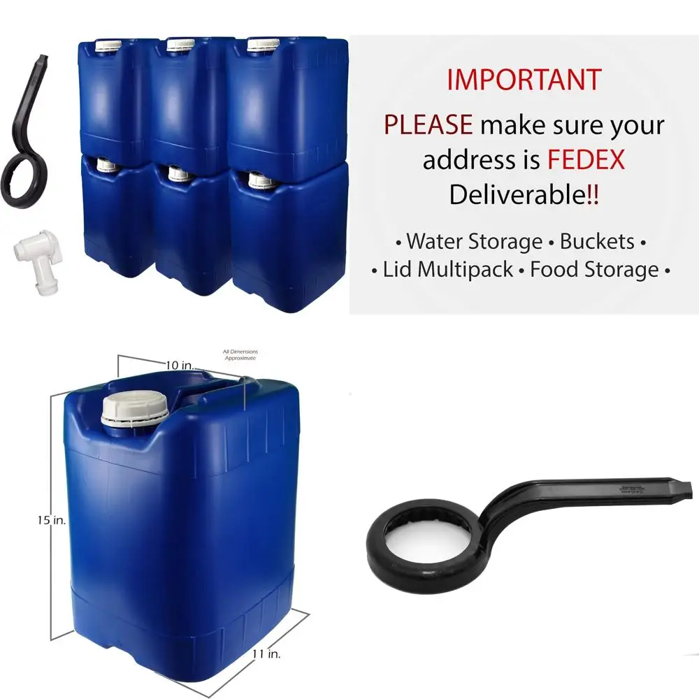 5 Gallon Blue Samson Stackers Water Storage Kit, 6-Pack, 30 Gallons, Emergency Supply