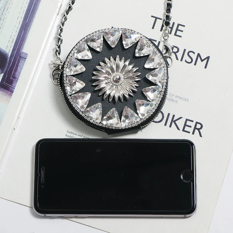 DAEYOTEN 2022 New Coin Purses and Handbags Luxury Crossbody Bags for Women Diamond Party Bag Mini Round Woven Small Bag ZM1309