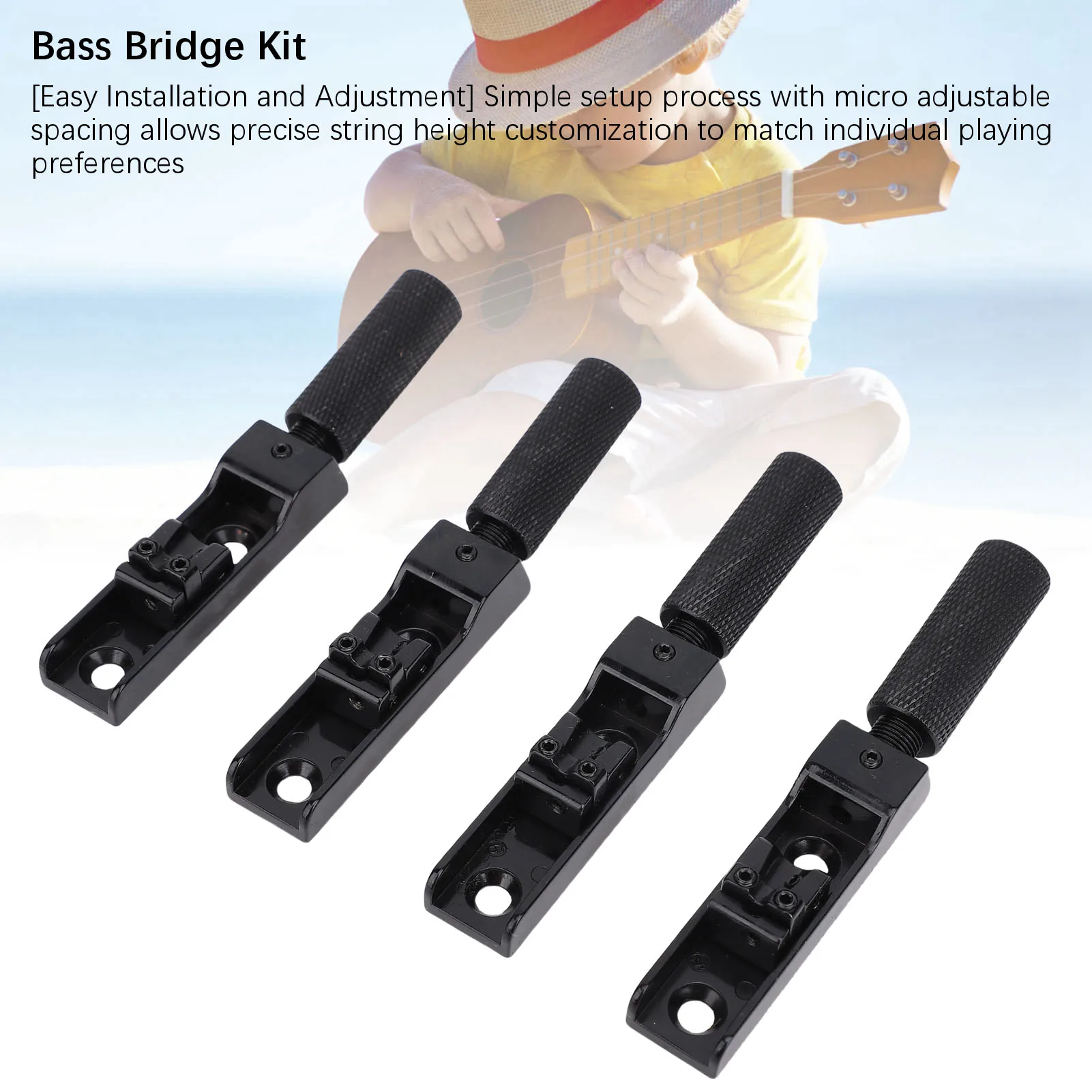 4-string-bass-bridge-and-lock-split-type-headless-bass-replacement-bridge-kit-adjustable-string-spacing-cnc-base-bass-bridge-kit