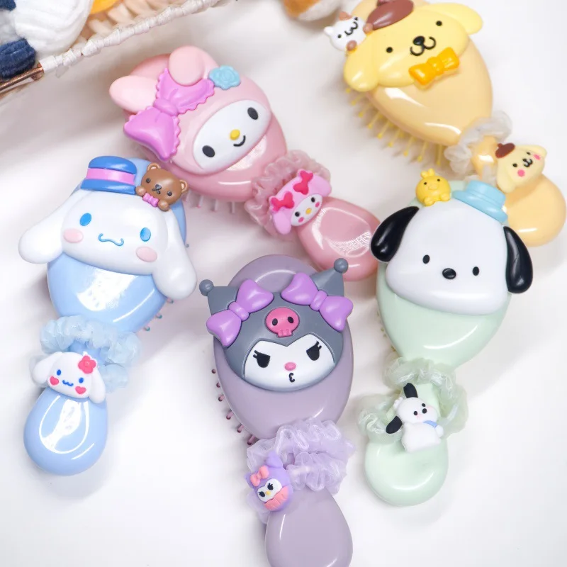 

Массажная расческа Sanrio с воздушной подушкой для распутывания волос, портативная, с широкими зубьями, для женщин и детей, Hello Kitty, My Melody, подарок