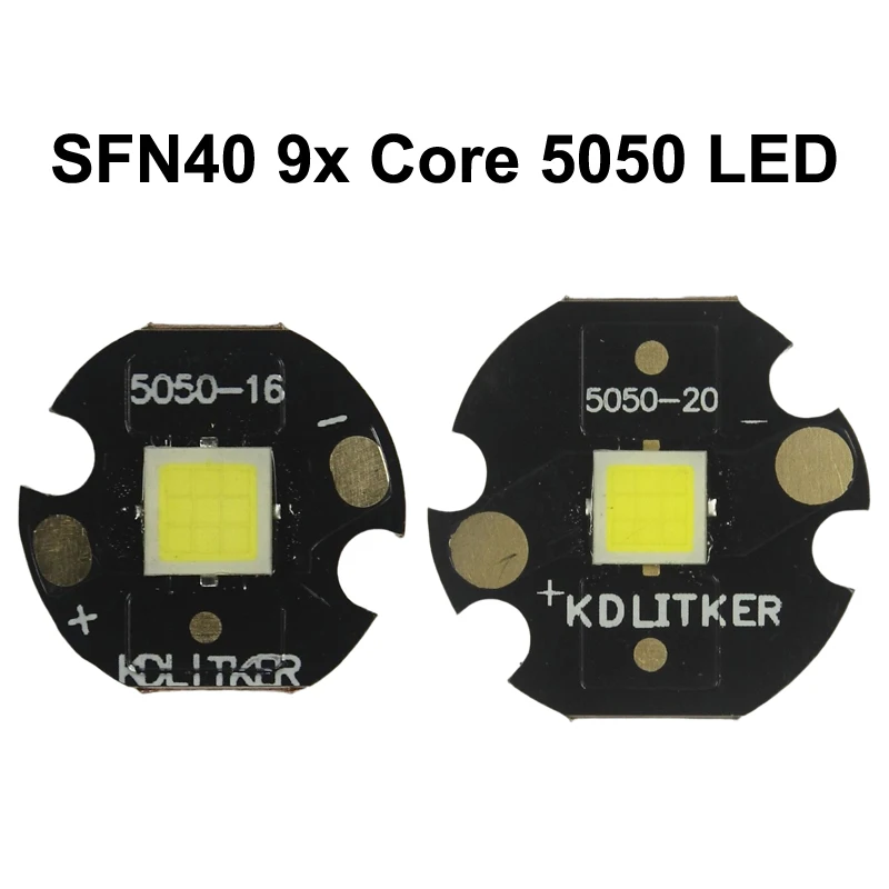 SFN40 9x Core 3V 25A 5200 Lumens SMD 5050 LED Emitter on KDLITKER DTP Copper MCPCB Flashlight DIY Bead Ultra Power