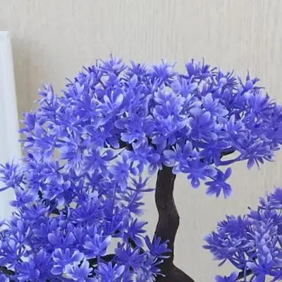 Potted Plastic Guest Greeting Pine Tree 3 Branches 18.5cm Green For Iris Orange Red Purple Red Yellow Realistic Fake Flower For