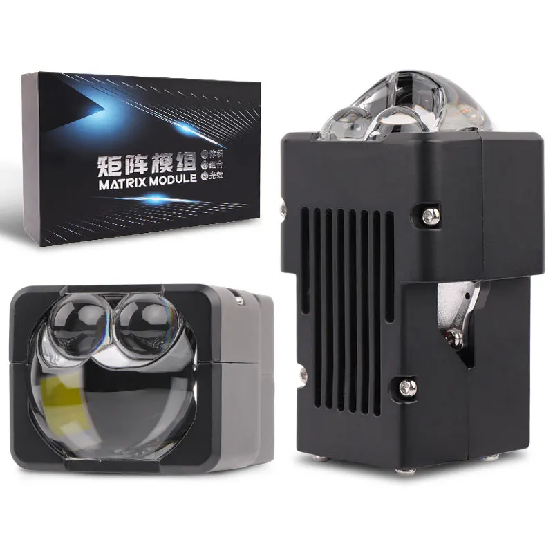 

1.7" Dual Laser Bi-Beam Matrix Projector Headlight 120W – Ultra Bright LED Car Light Retrofit, Low/High Beam All-in-One