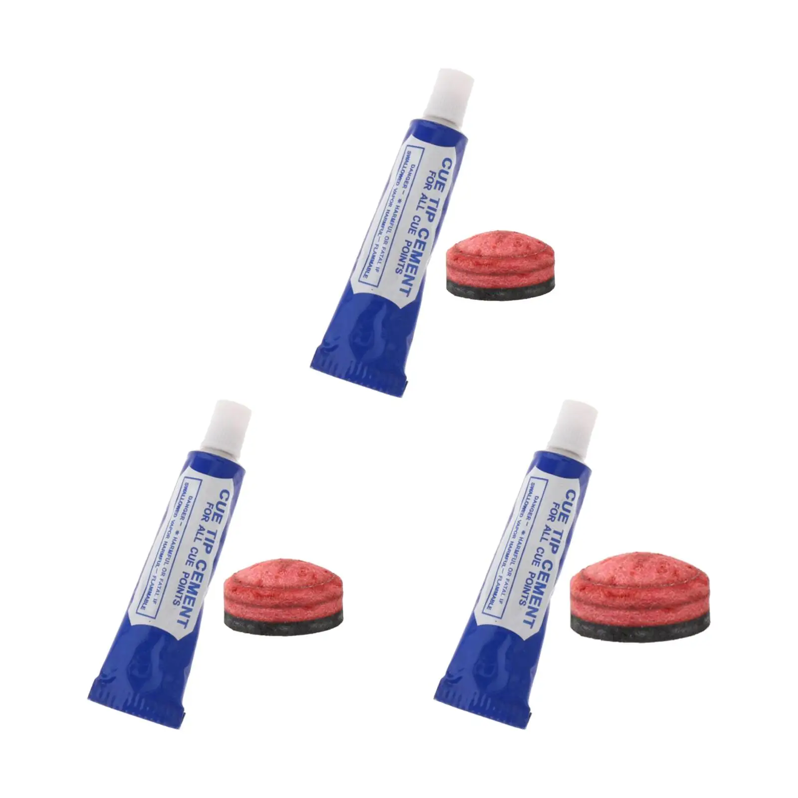 Billiard Pool Cue Tip with Cue Tip Glue Quick Drying Strong Glue Red PU Cue Tip for Pool Cue Home Commercial Billiards Supplies