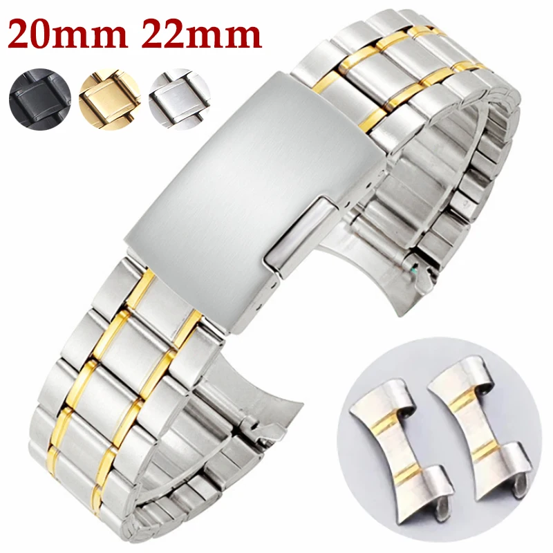 20mm 22mm Hochwertiges Metall Edelstahl Uhrenarmband Gebogenes Metallende Armband Armband Uhrenzubehör
