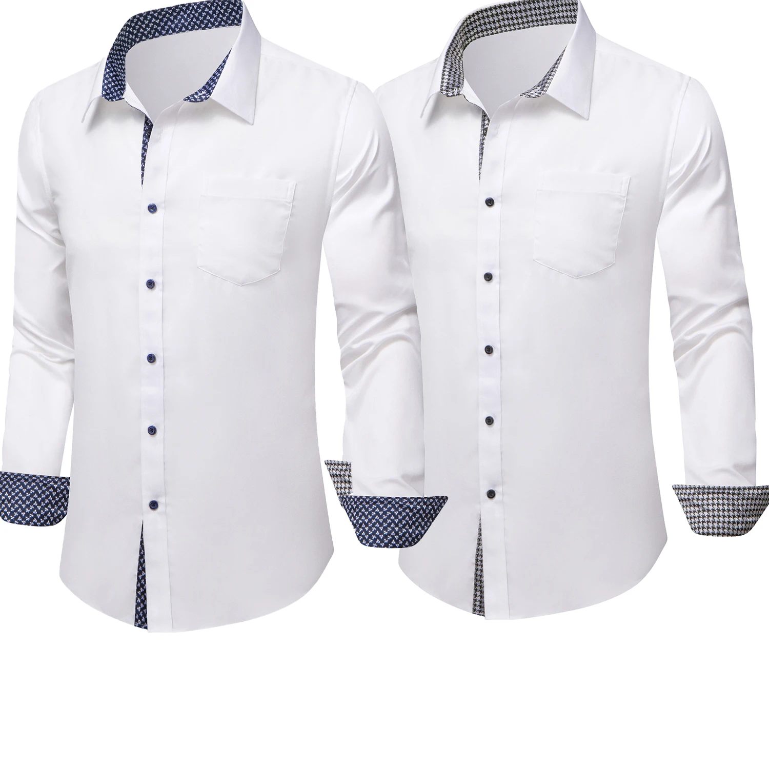 

Hi-Tie Formal White Cuff splicing Mens Shirts Long Sleeve Dress Solid Shirt Blouse for Male Wedding Gift Party Office Students