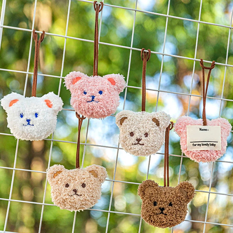 1 PCS Cute Cartoon Bear Plush Name Tag Key Chain Kindergarten Schoolbag Anti-Loss Key Rring Children Kawaii Bag Pendants