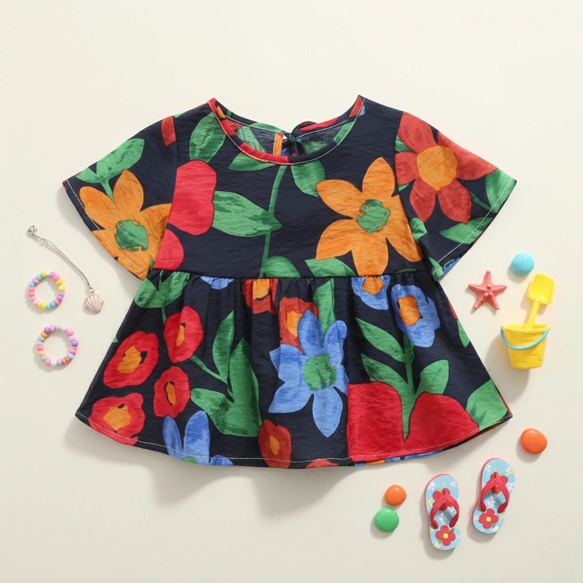 Cute Frinting Summer Fashion Dresses Soft Baby Girls Holiday Kids Dress