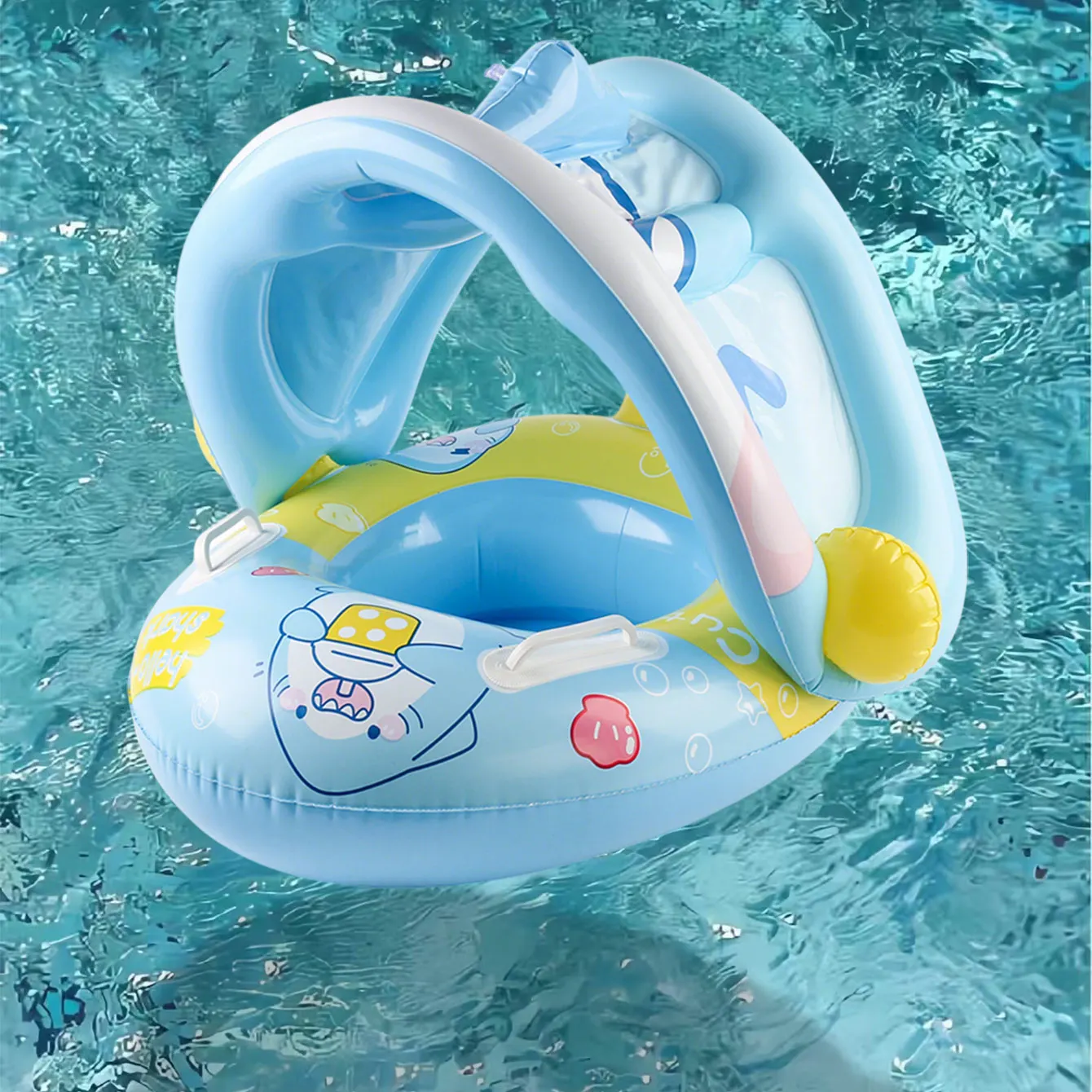 1PC blauw en roze verdikte opblaasbare zitring met onderarmvlotterontwerp, zomerzwembad- en strandfeest essentieel voor kinderen