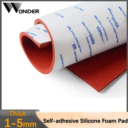 Self-adhesive Silicone Rubber Foam Sheet Red Soft Sponge Mat High Temperature Resist seal Pad Thick 1mm-5mm