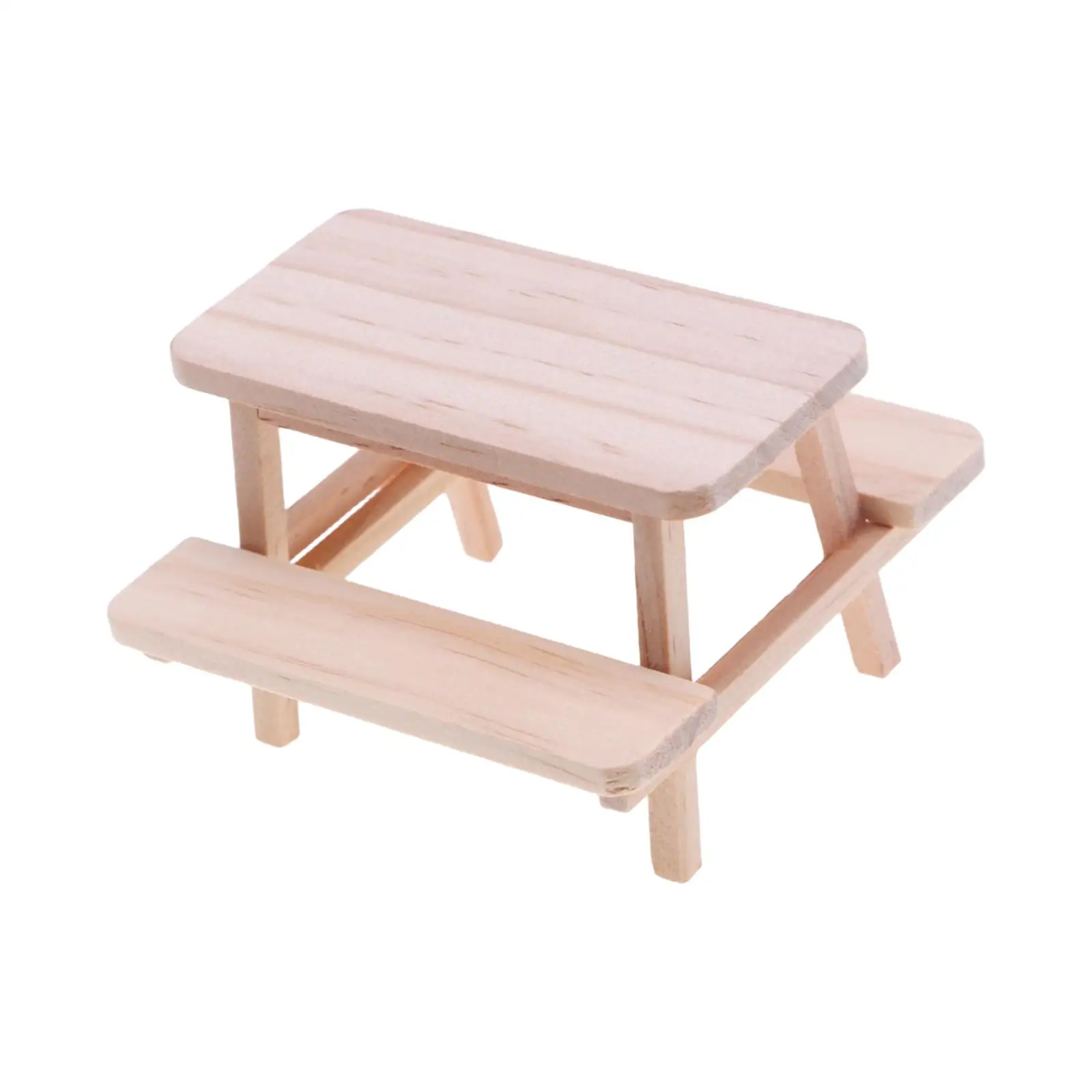 1:12 Dollhouse Table and Chair Set Model Wooden Table Stool Model Dioramas Miniature Furniture for Micro Landscape Sand Table