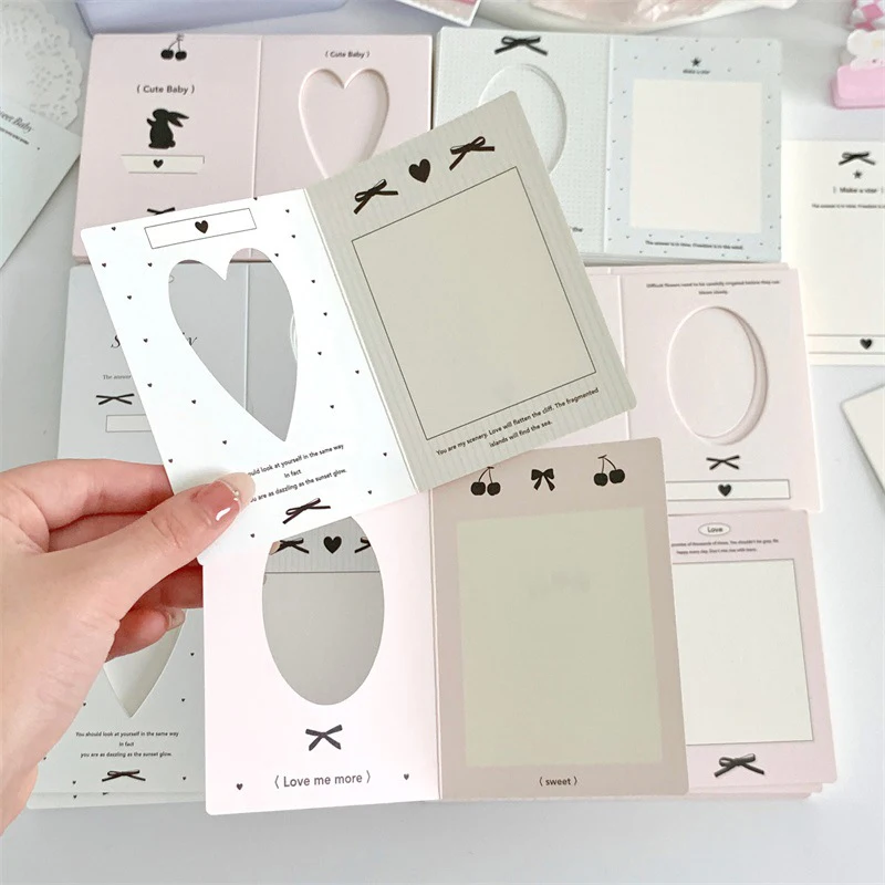 10pcs/pack Hollow Window Folding Back Card Kpop 3 Inch Photocard Holder DIY Small Card Decorative Packaging Material