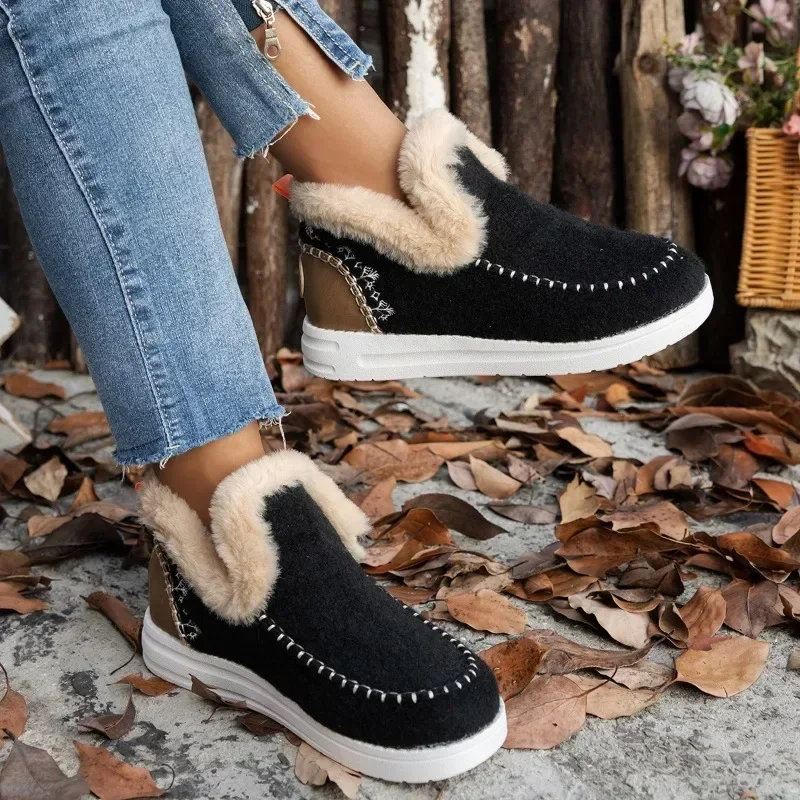 2024 New Women\'s Winter  Snow Boots Plus Velvet and Thickened Warm Platform Short Boots Outdoor Cotton Shoes Ankle Boots