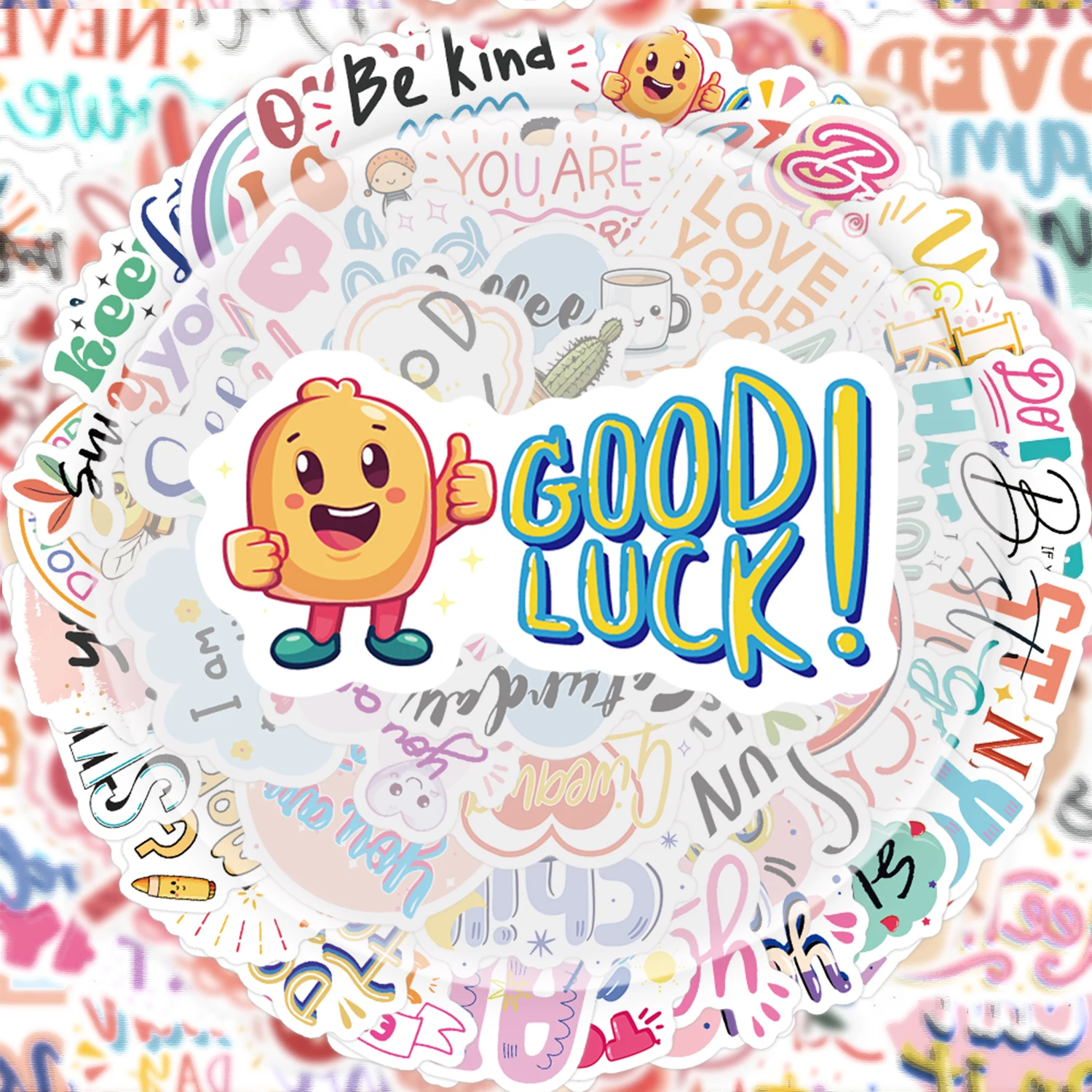50 Inspirational English Stickers, Vibrant Sticker Decals Suitable for Water Bottles, Laptops, Mobile Phones, Suitcases, Skateboards, Guitars, and Party Decorations
