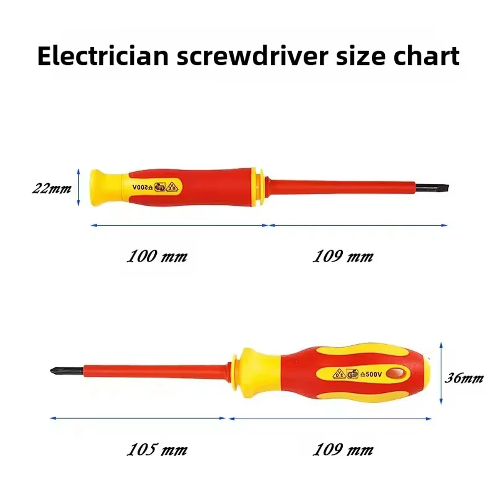 Isolierter Elektroschraubendreher-Satz Phillips Schlitzschraubendreher CR-V Magnetische Spitzen Elektriker-Schraubendreher-Werkzeugset – Detail 4