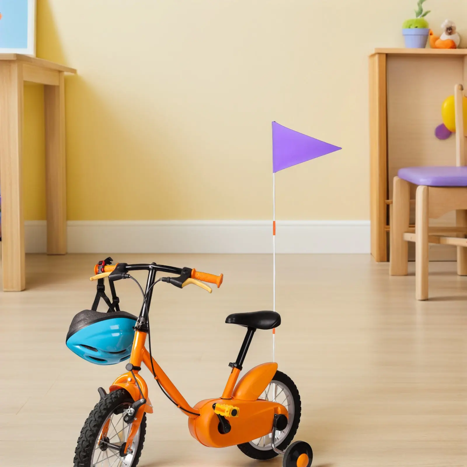 

2 шт. детские велосипедные флаги-треугольники для безопасности, портативные велоаксессуары, яркие цвета, прочный стержень из стекловолокна, для улучшения видимости на улице