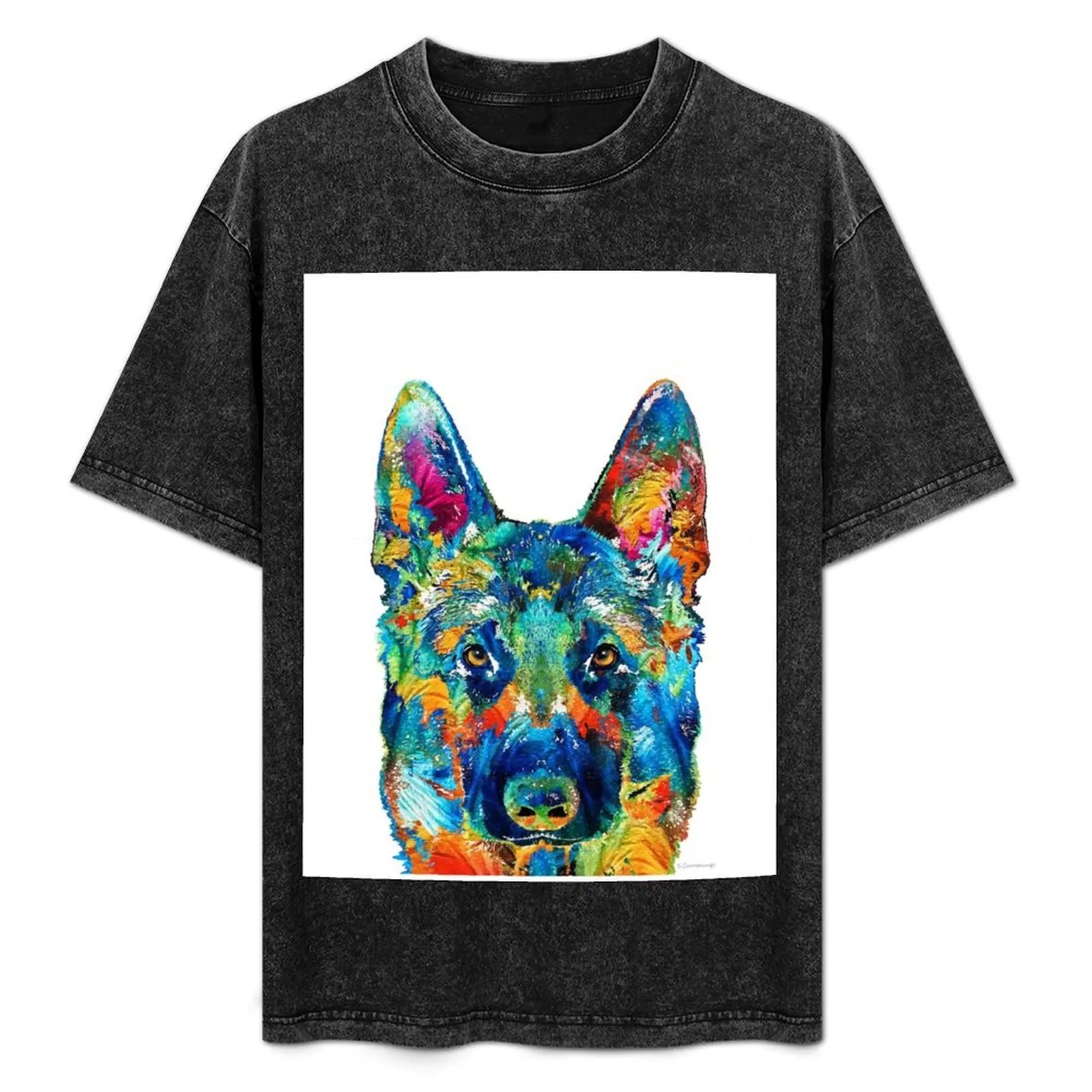 

Colorful German Shepherd Dog Art By Sharon Cummings T-Shirt blacks tshirts personalised t shirts for men cotton
