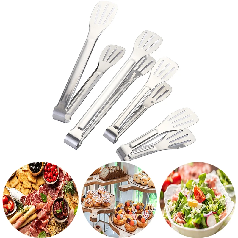 Stainless Steel Barbecue Clips Non-Stick Food Tong Anti Heat BBQ Bread Clip Pastry Salad Desserts Tong Kitchen Tools Accessories