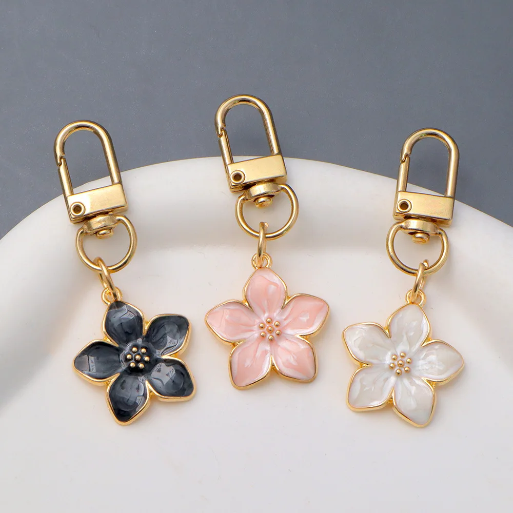 Lovely Enamel Keychains Beautiful Multiple Flowers Plants Key Rings For Women Girls Friendship Gift Handbag Decoration Jewelry