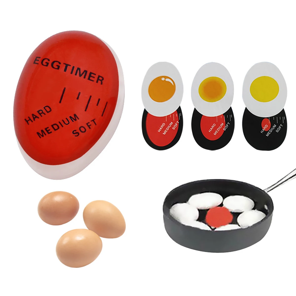 1pcs Egg Timer Boiled Egg Ripening Observer Yummy Soft Hard Egg Cooking Color Changing Creative Kitchen Utensils