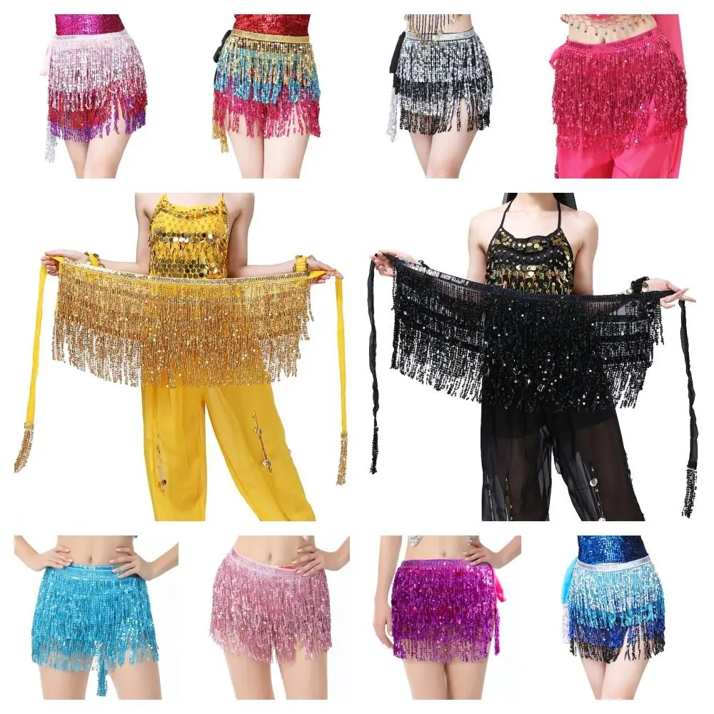 Pailletten Buikdans Riem Chiffon Veelkleurige Buikdansen Sjaal Dans Accessoires Kwastje Buikdans Kostuums Buikdansen Riem