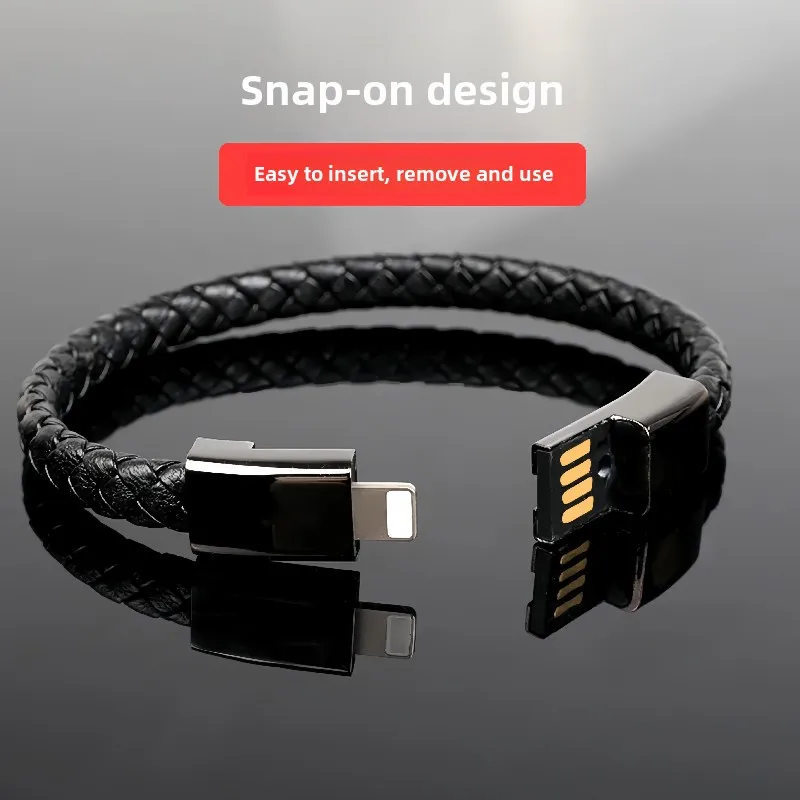 Innovative PD Quick Charge Short Bracelet Data Line 66W Superfast Charge Portable Double Type-C Charger Cable Compatible