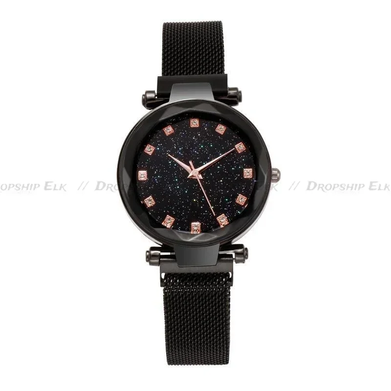 Diamond-Encrusted Milan Simple Strap Magnet Design Pretty Watch Quartz Women's Watch Starry Sky Watch Hot Anniversary Gifts