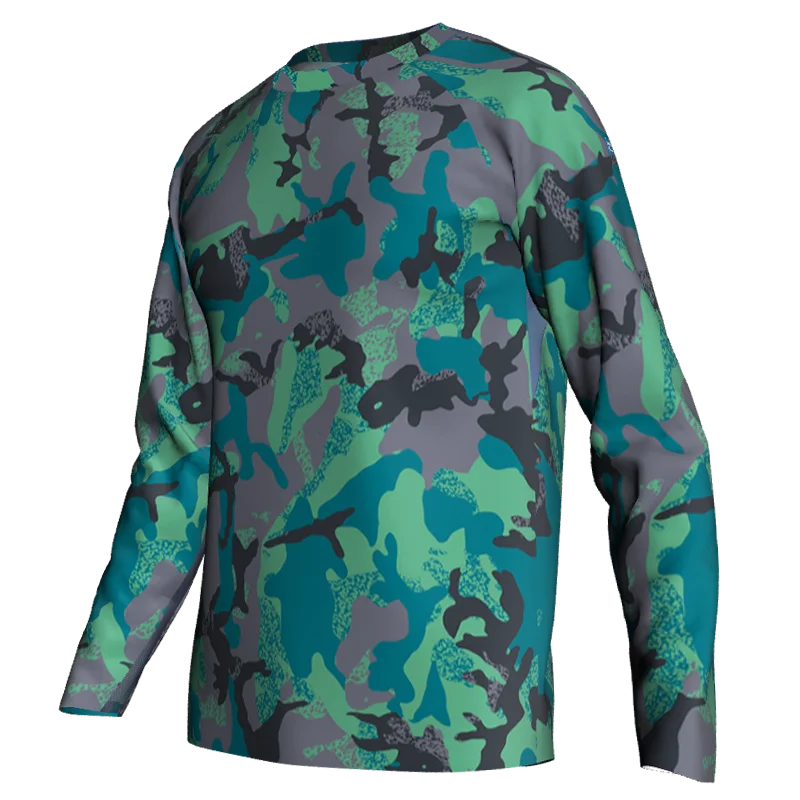 Camo Cycling Wear Men, Long Sleeve Clothes, MTB Mountain Bike Sweater, Bicycle Jacket, Uniform Shirt, Top Jersey, Green Sport