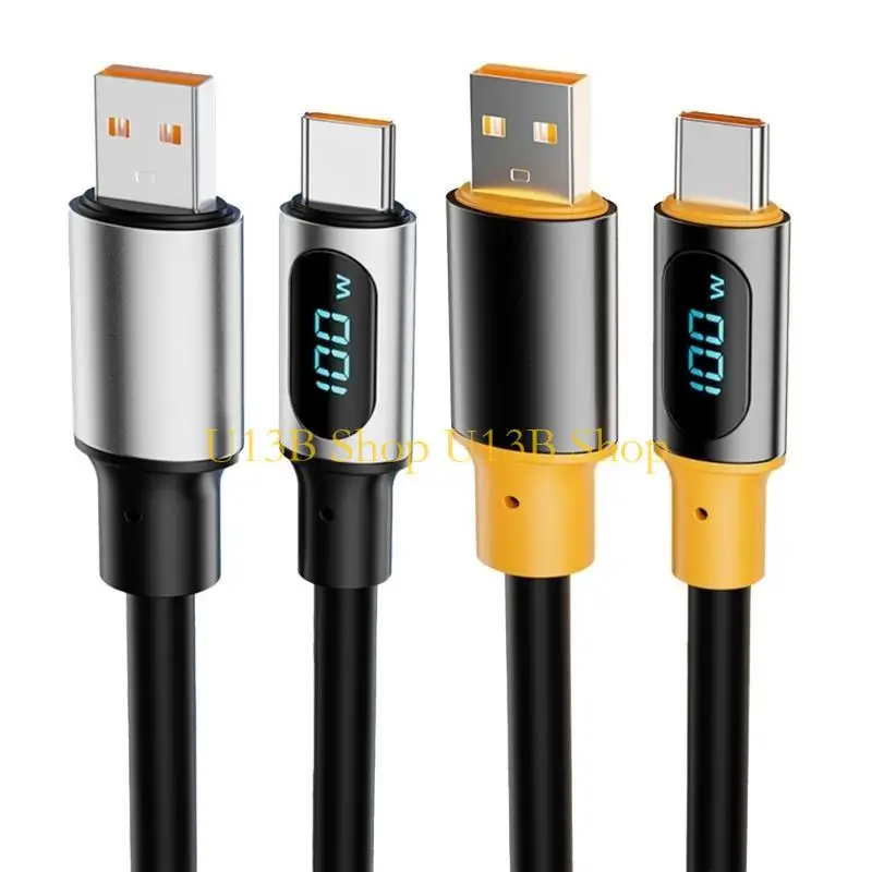 U13B PD100W USB to Type C 유형 L LED 충전 케이블 USB C 전원 케이블 480Mbps 데이터 전송 코드 디지털 디스플레이