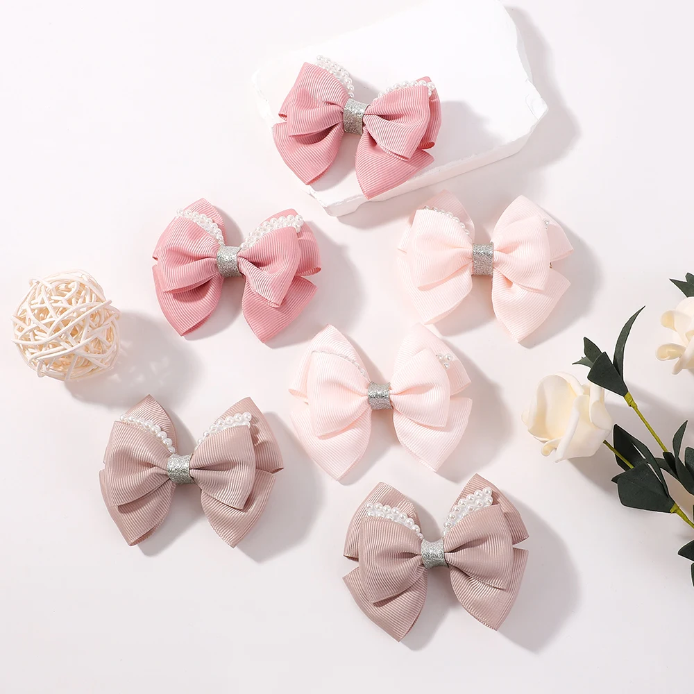 

2 шт./лот, 3,34 дюйма, винно-красный бант, жемчужный бутик, заколки для волос, лента для девочек, нежная заколка, головной убор в дворцовом стиле принцессы