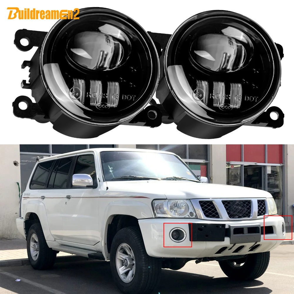 2 X 30W Car Front Bumper LED Lens Fog Light Assembly H11 12V For Nissan Safari Patrol Y61 Facelift 2005 2006 2007 2008 2009