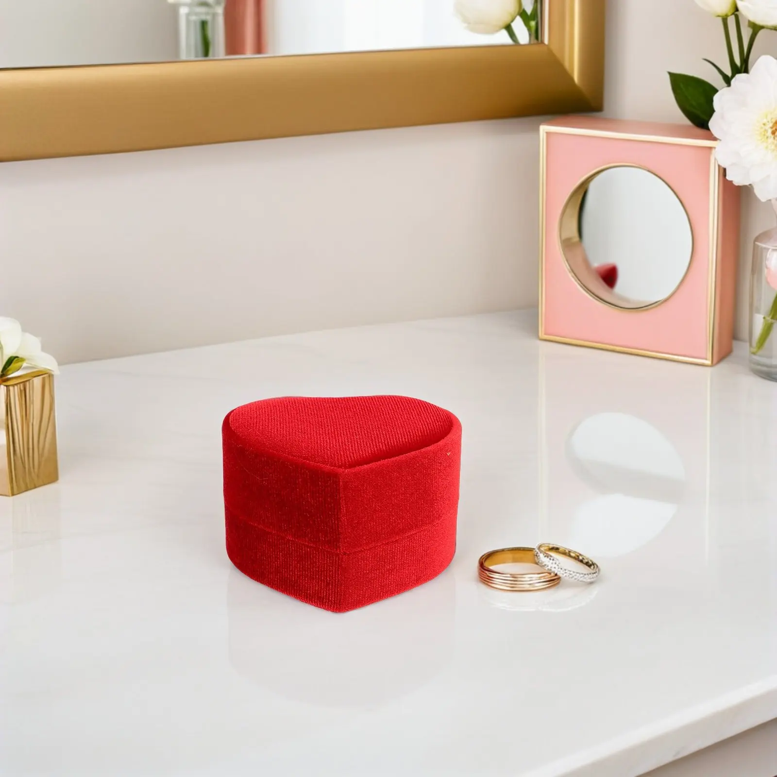 Heart Shaped Jewelry Box Ring Holder Soft Lined Engagement Ring Case Proposal Wedding Ceremony Organizer Gift Jewelry Organizer