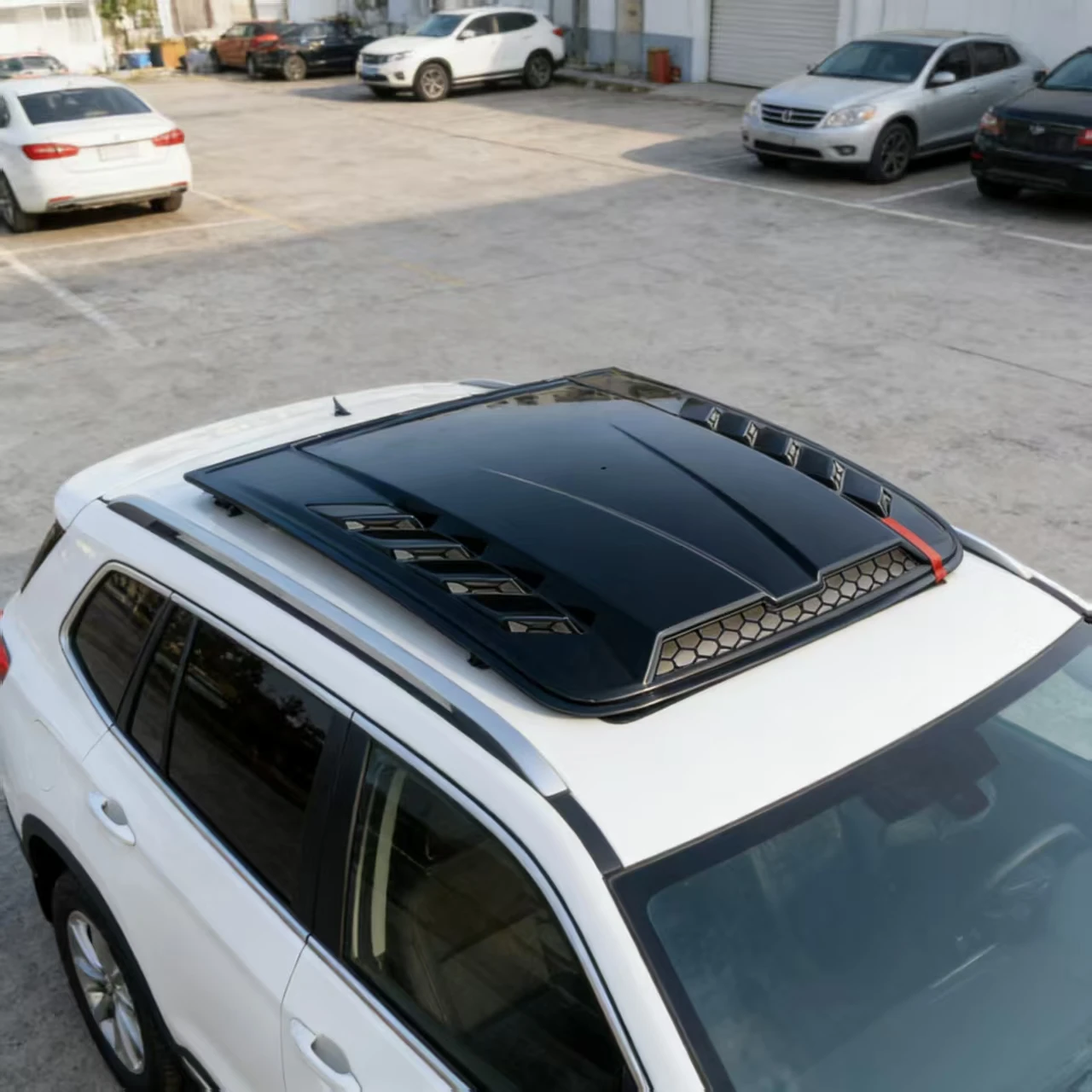 1pc Universal Black ABS Plastic Car Hood Vent Cover With Simulated Airflow No Drilling Adhesive Hood Cover Exterior Accessories