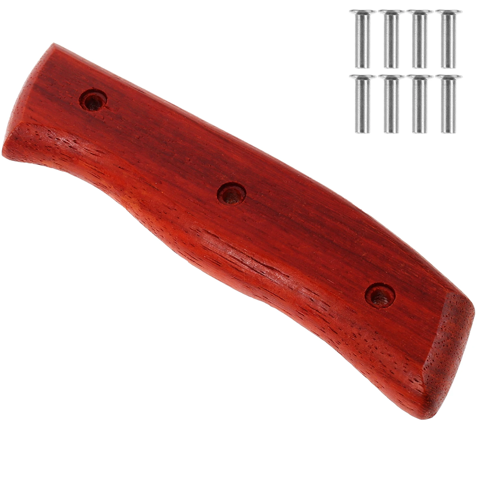 

Solid Wood Handle Accessories Ergonomic Replacement Kitchen Grip Red Pear Wood Include Rivets Easy Install Practical