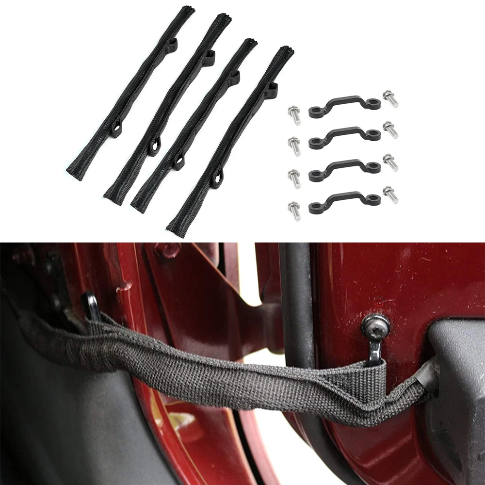 Correa de límite de puerta para Jeep Wrangler JK 2007-2017, limitador de cuerda ajustable, Protector de Interior de coche, accesorios de PVC, Metal, negro y rojo
