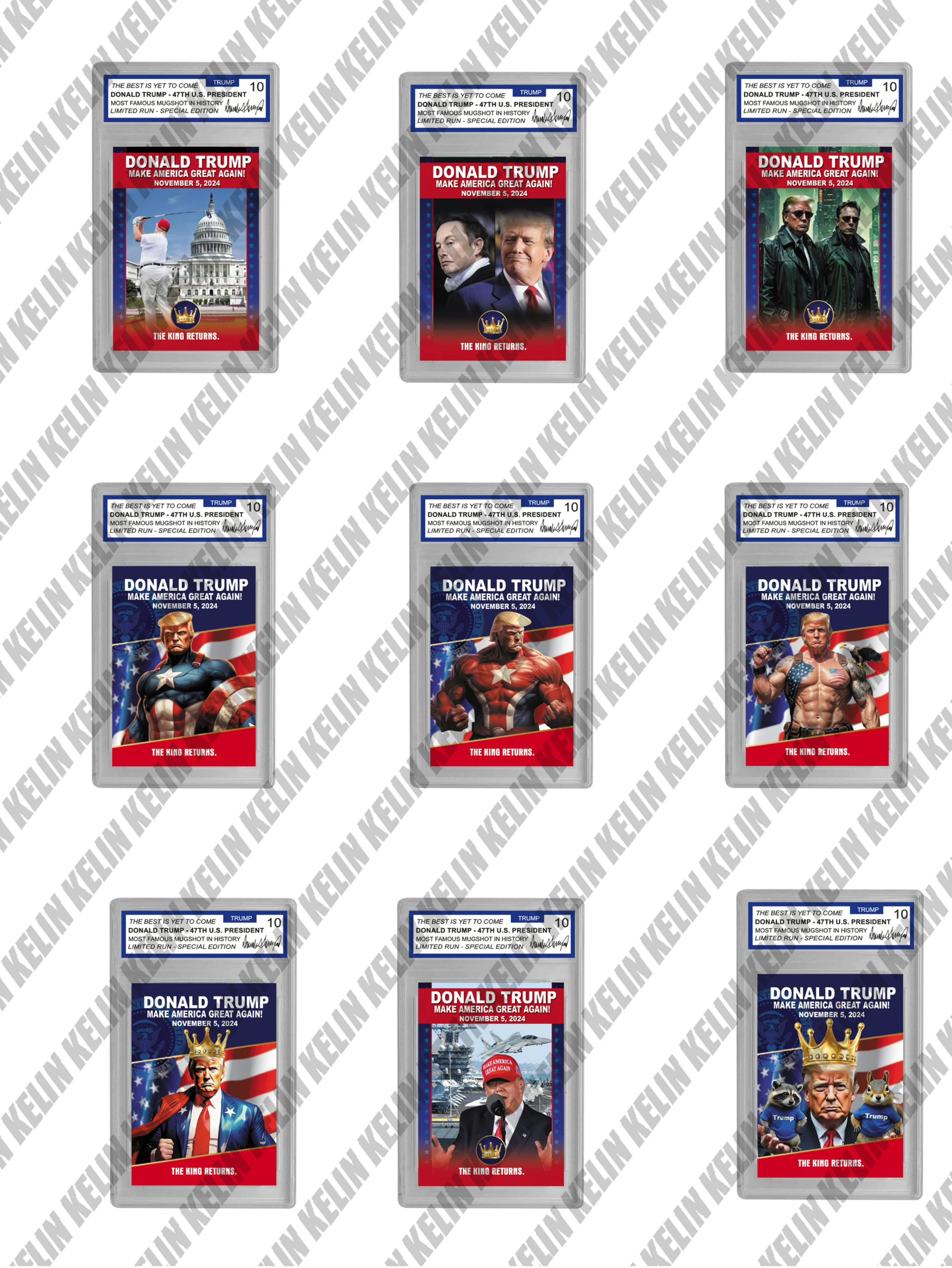 Trump Won 2024 President 47th of White House Donald Trump Greeting Cards Trump Supporter Gold Bill Cards with Plastic Case