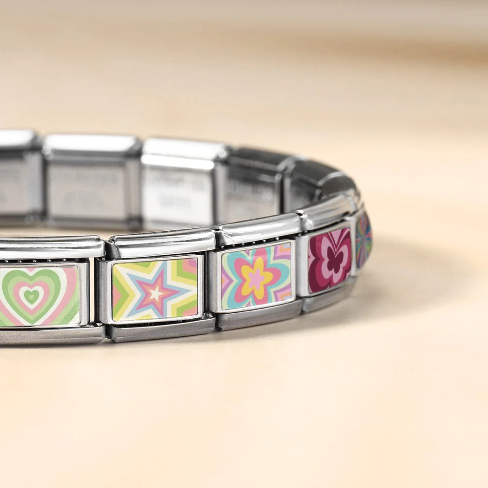 Original Design Sonne Schmetterling Stern Wirbel Herz Italienisches Gliederarmband 9mm Edelstahl Armband DIY Charm Schmuck Geschenk 2026 – Detail 3