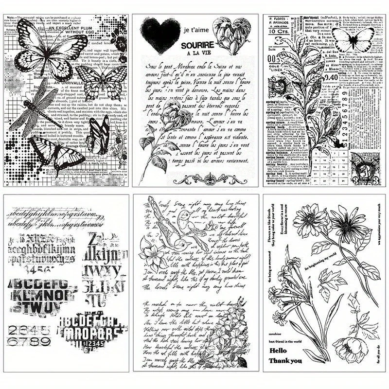 Vintage Writing Series Clear Stamp Transparent Silicone Stamp Card Making for DIY Scrapbooking Clear Silicone Rubber Photo Decor