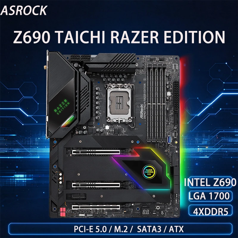 ASROCK Z690 TAICHI RAZER EDITION Motherboard LGA1700 Support 12/13/14th Gen i5-12600KF i7-12700KF i9-12900KF CPU DDR5 Intel Z690